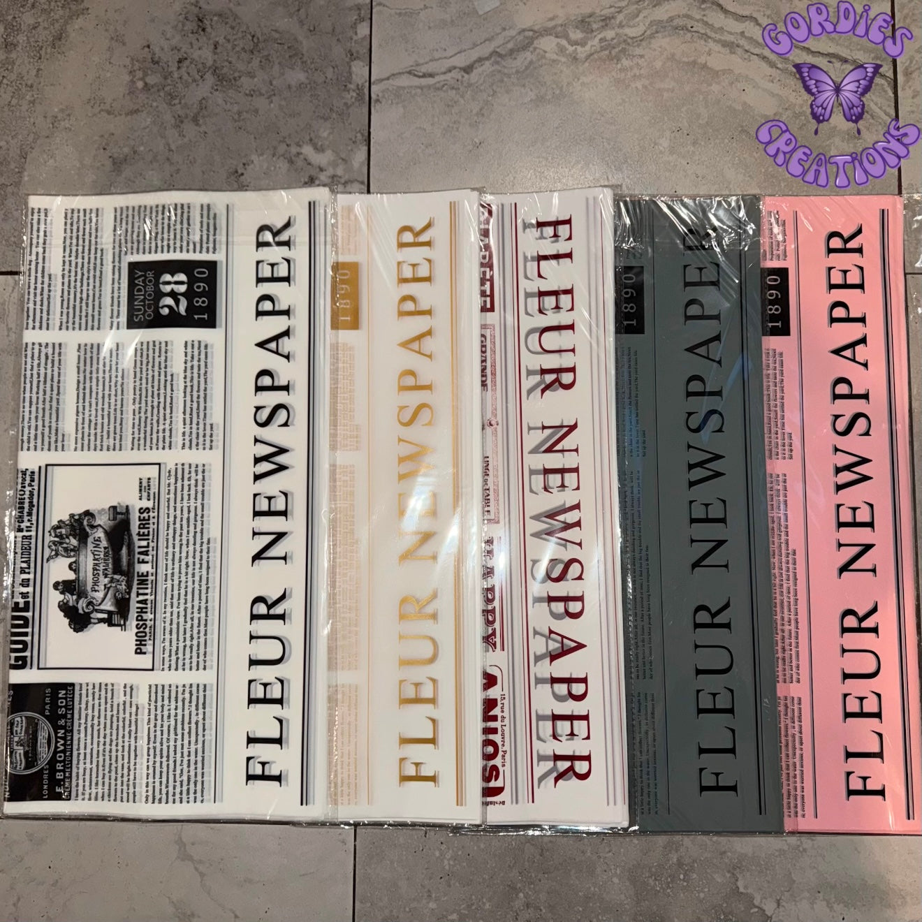 Fleur Newspaper Floral Bouquet Wrapping Paper