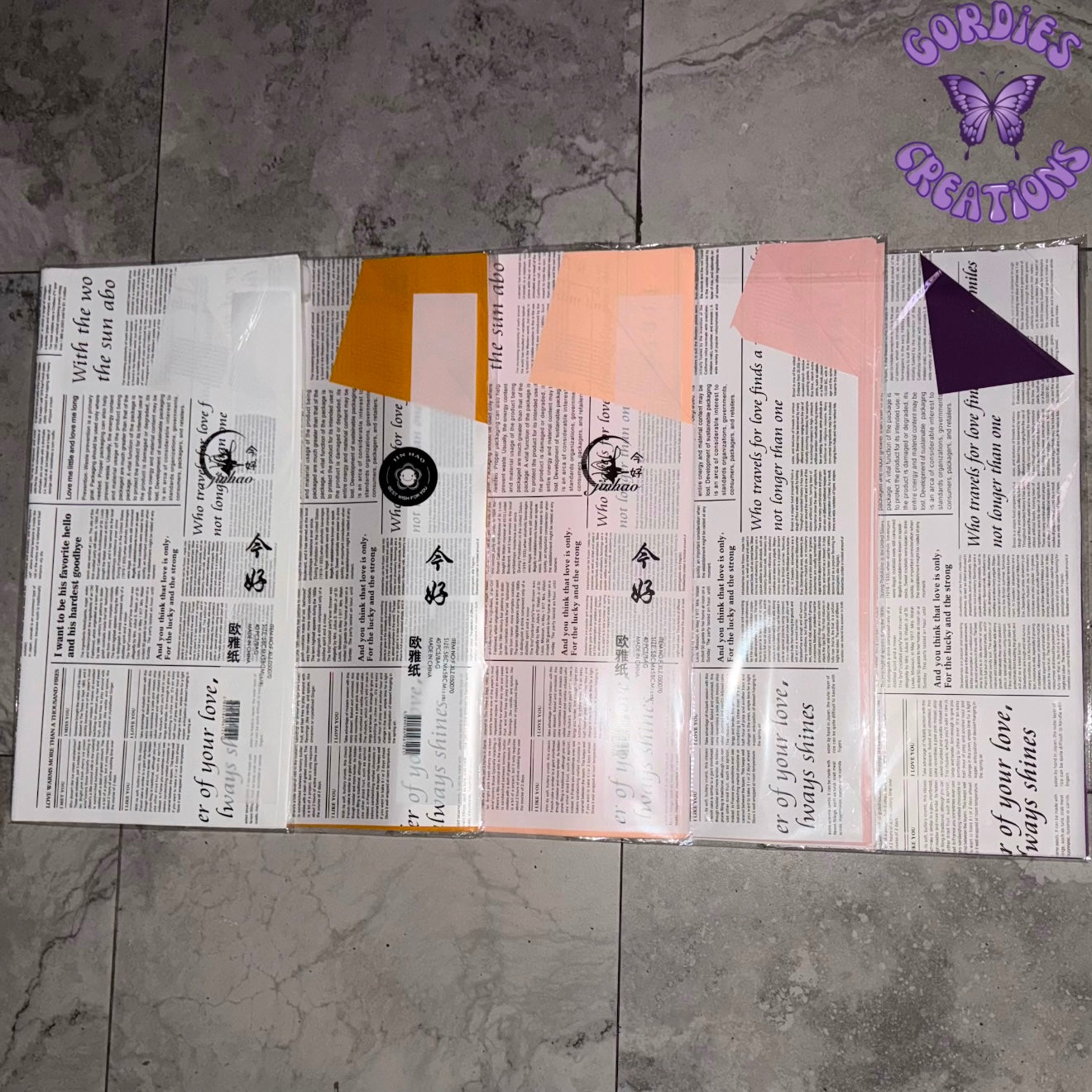 Color Newspaper Floral Bouquet Wrapping Paper