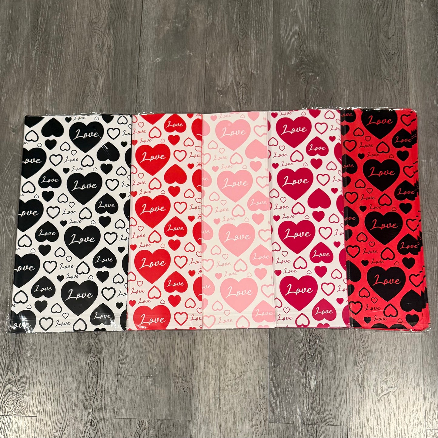 Love Heart Floral Bouquet Wrapping Paper