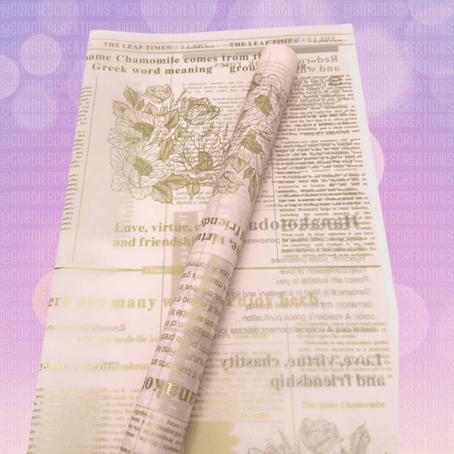 Newspaper Floral Bouquet Wrapping Paper
