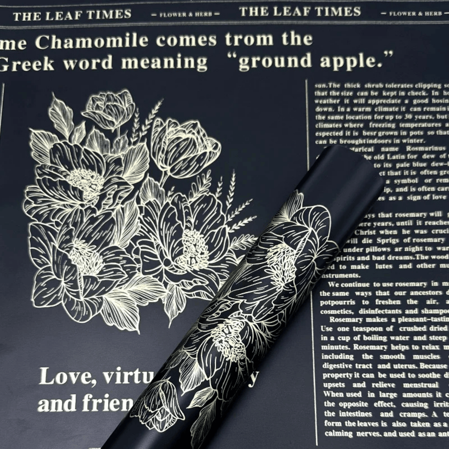 Newspaper Floral Bouquet Wrapping Paper
