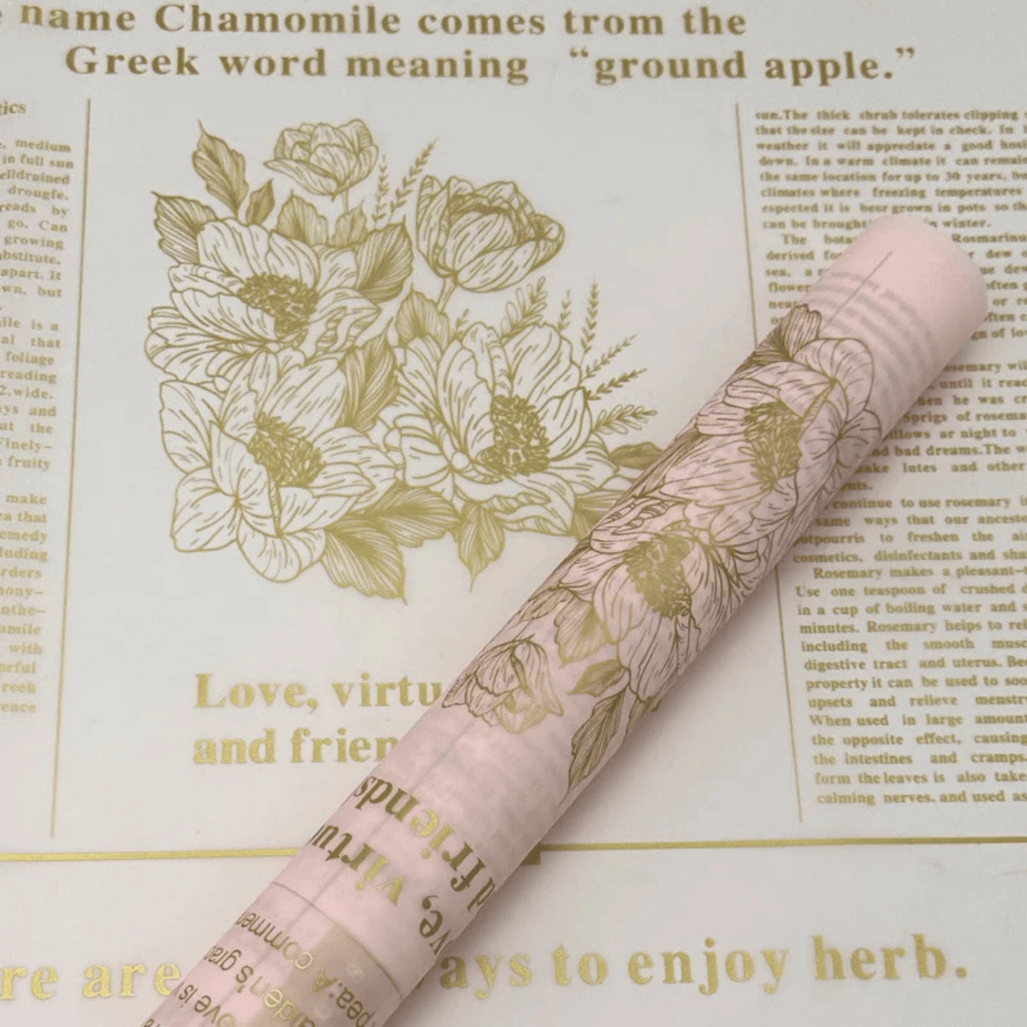 Newspaper Floral Bouquet Wrapping Paper