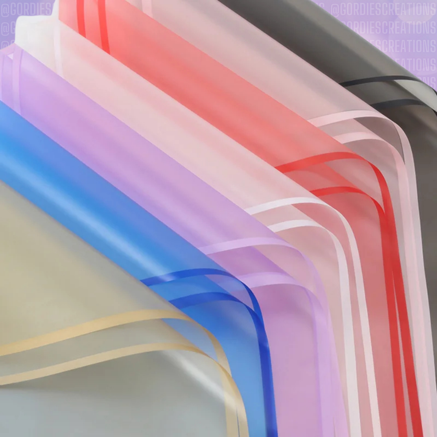 Transparent W/ Solid Edge Floral Bouquet Wrapping Paper