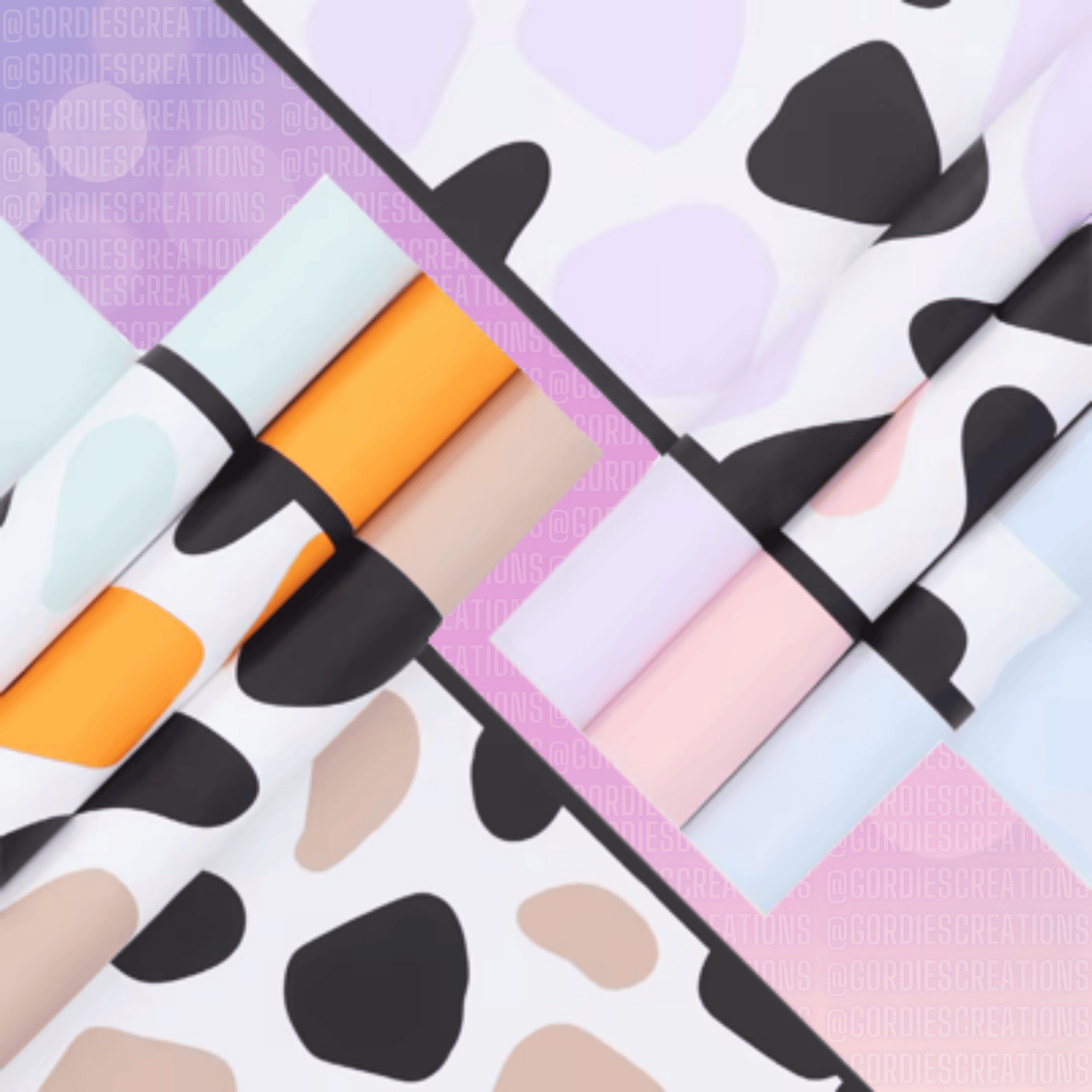 Cow Print Floral Bouquet Wrapping Paper