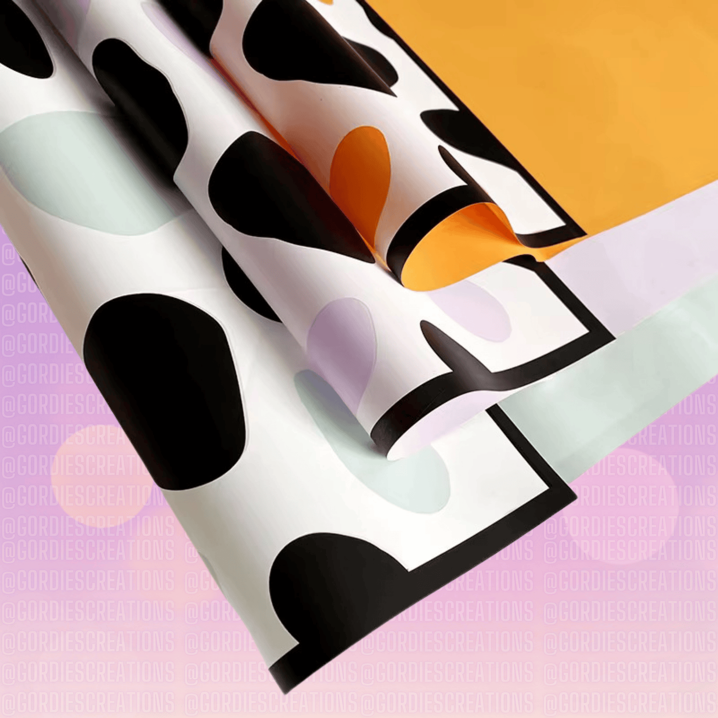 Cow Print Floral Bouquet Wrapping Paper