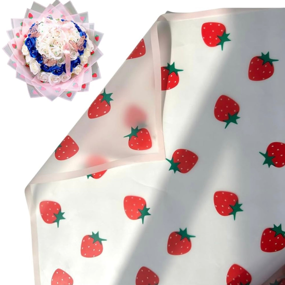 Strawberry Floral Bouquet Wrapping Paper