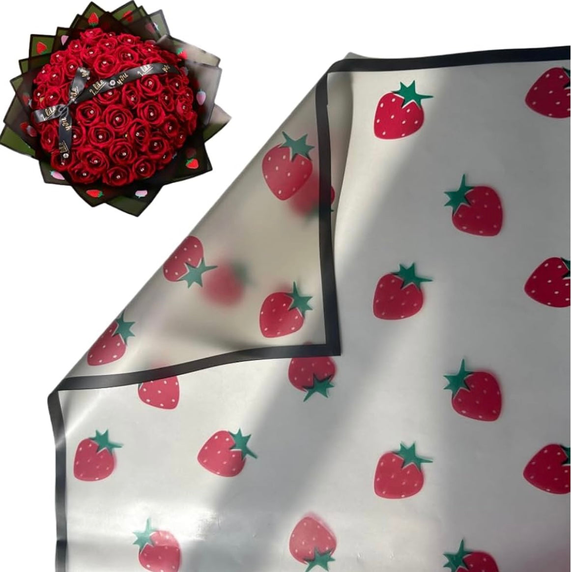 Strawberry Floral Bouquet Wrapping Paper