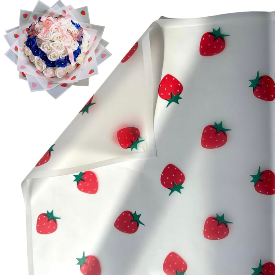 Strawberry Floral Bouquet Wrapping Paper