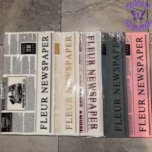 Fleur Newspaper Floral Bouquet Wrapping Paper