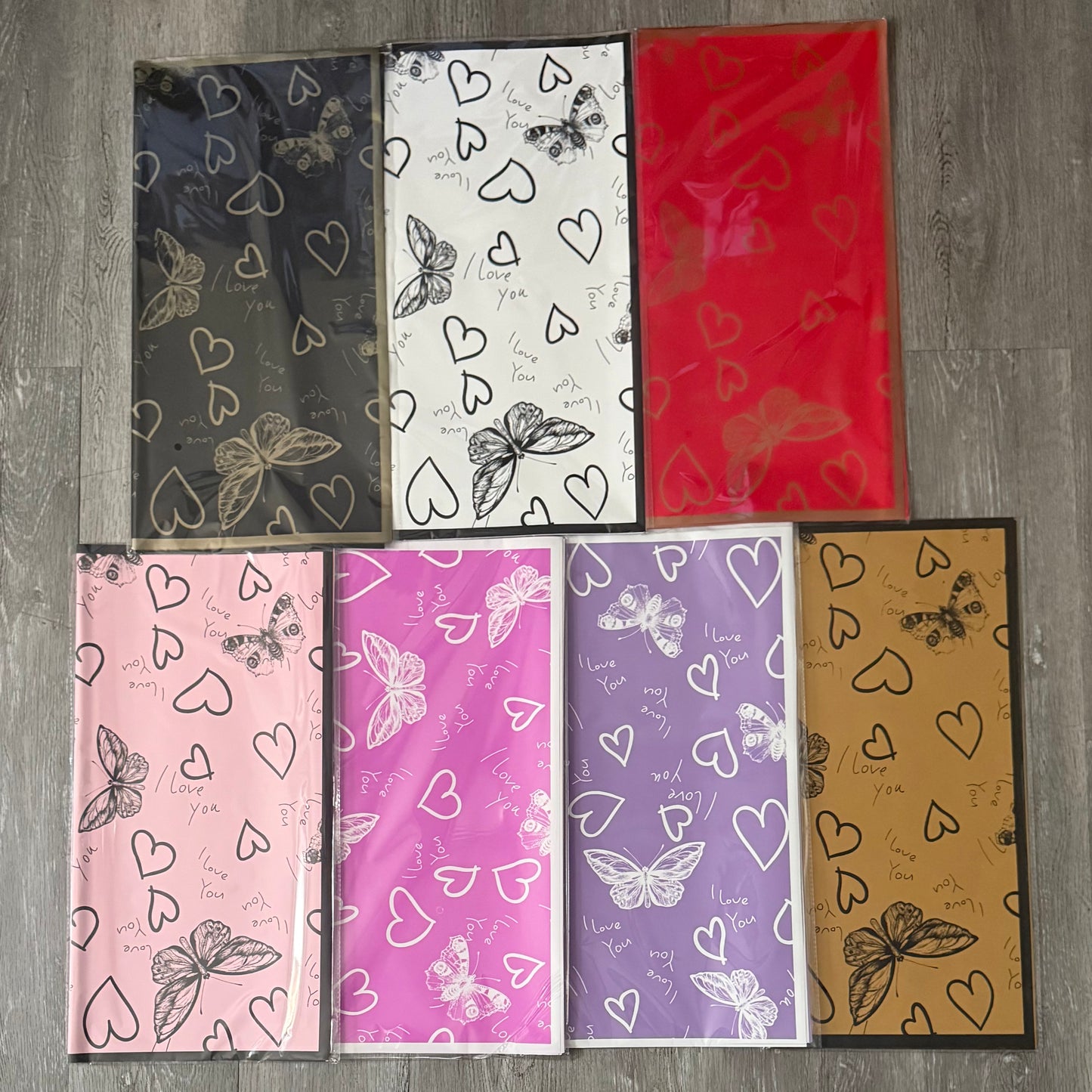 Love Butterfly Floral Bouquet Wrapping Paper