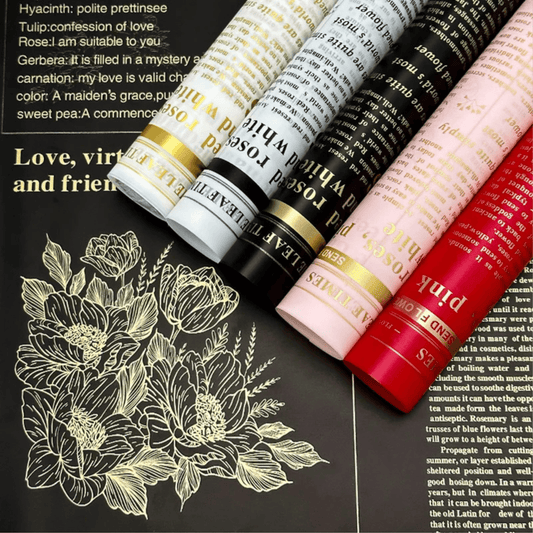 Newspaper Floral Bouquet Wrapping Paper