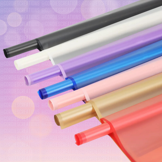 Transparent W/ Solid Edge Floral Bouquet Wrapping Paper