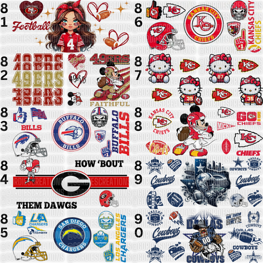 Football UV DTF 16 oz Cup Wrap