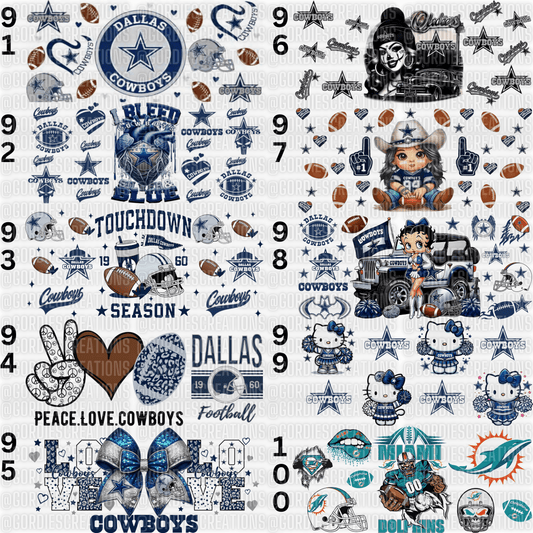 Football UV DTF 16 oz Cup Wrap