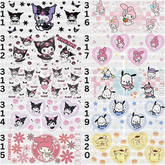 Kawaii Friends UV DTF 16 oz Cup Wrap